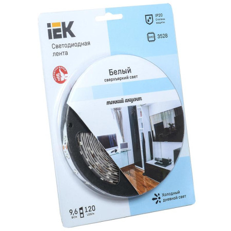 Лента светодиодная 5м блистер LSR-3528W120-9.6-IP20-12V -eco