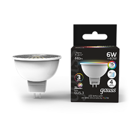 Лампа светодиодная Smart MR16 6W GU5.3 RGBW+dim 1/10/100