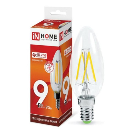 Лампа светодиодная LED-СВЕЧА-deco 9Вт 230В Е14 6500К 810Лм прозр