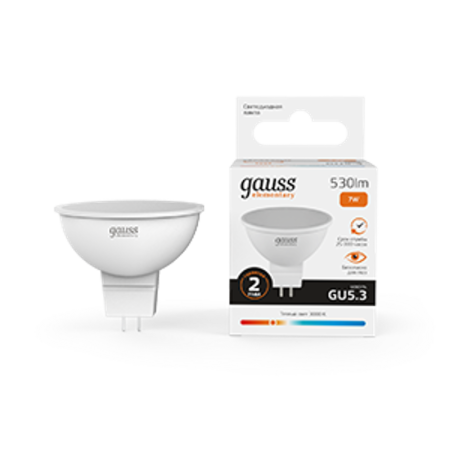 Лампа светодиодная LED 7Вт GU5.3 220В 2700К Elementary MR16