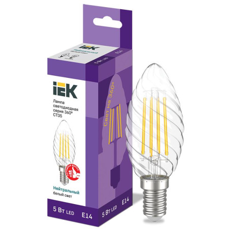 Лампа светодиодная LED CT35 свеча вит. 5Вт 230В 4000К E14 серия 360°