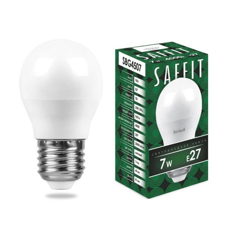 Лампа светодиодная SBG4507 7W 4000K 230V E27 G45
