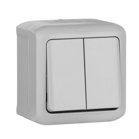 Quteo Серый Переключатель 2-клавишный IP44 10А