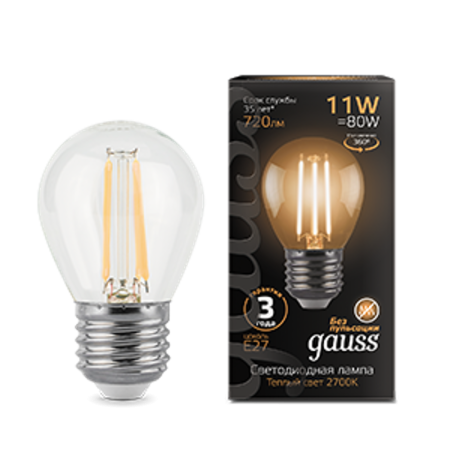 Лампа светодиодная Black LED Filament Шар E27 11W 720lm 2700K