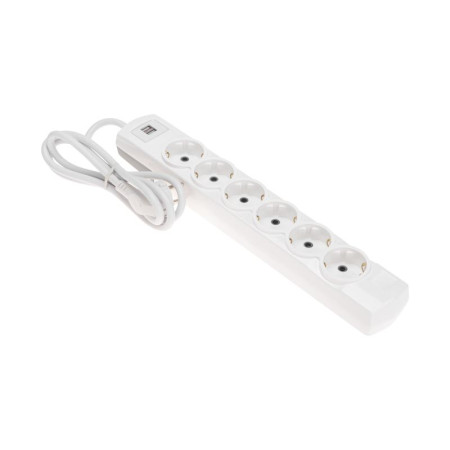 Удлинитель PREMIUM 6 гнезд, 1,5м, 3х1,5мм², с/з, 2 USB, белый