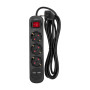 Удлинитель STANDARD 3 гнезда, 3м, 3х1,0мм², с/з, с выключателем, 2 USB, черный