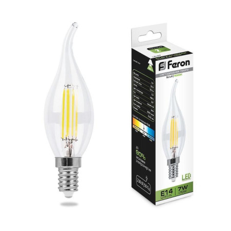 Лампа светодиодная LB-67 (7W) 230V E14 4000K филамент C35T прозрачная