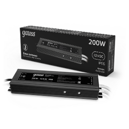 Блок питания для светодиодной ленты пылевлагозащищенный 200W 12V IP66