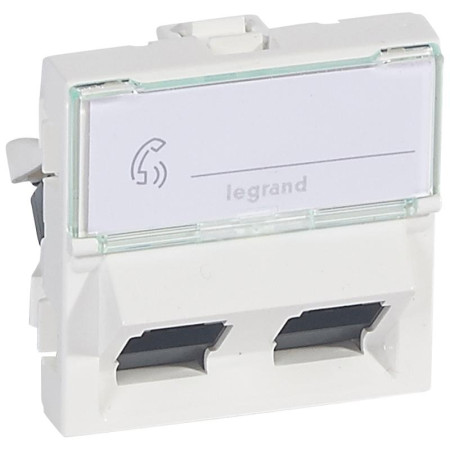Розетка RJ 45 - Программа Mosaic - категория 6 - UTP 45° - 2 розетки RJ 45 - 2 модуля - белый - LCS²