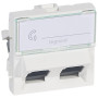 Розетка RJ 45 - Программа Mosaic - категория 6 - UTP 45° - 2 розетки RJ 45 - 2 модуля - белый - LCS²