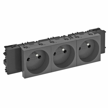 Розетка тройная 0° Modul45connect франц. стандарт, 250 В, 16A (черный) (STD-F0C SWGR3)