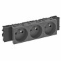 Розетка тройная 0° Modul45connect франц. стандарт, 250 В, 16A (черный) (STD-F0C SWGR3)