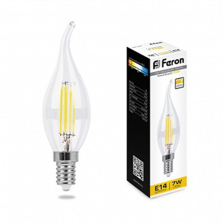 Лампа светодиодная LB-167 (7W) 230V E14 2700K филамент C35T диммируемая прозрачная