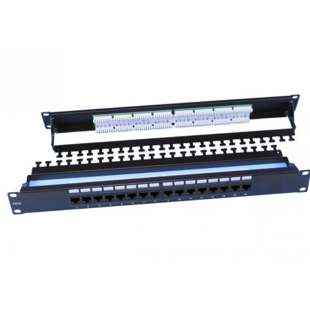 Патч-панель PP3-19-16-8P8C-C6-110D 19",1U,16 портов RJ-45,кат.6,Dual IDC,ROHS,черн.(зад.каб.организ.в комп.)