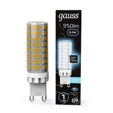 Лампа светодиодная G9 AC185-265V 6,5W 770lm 4100K керамика LED 1/10/200