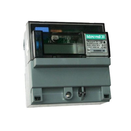 Счетчик Меркурий 201.2  5-60А/220В (1 тар.) ЖКИ (DIN)