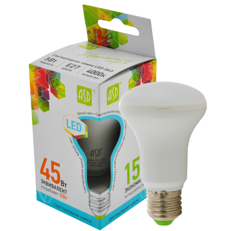 Лампа светодиодная LED-R63-standard 5Вт 230В Е27 4000К 450Лм