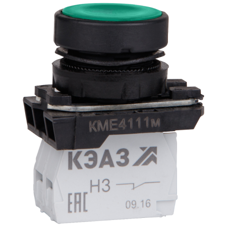 Кнопка КМЕ4111м-зелёный-1но+1нз-цилиндр-IP40
