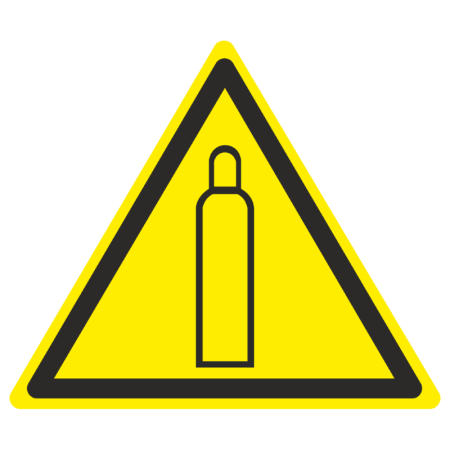 Знак W 19 "Газовый баллон" 150х150х150 мм, пластик ГОСТ Р 12.4.026-2001