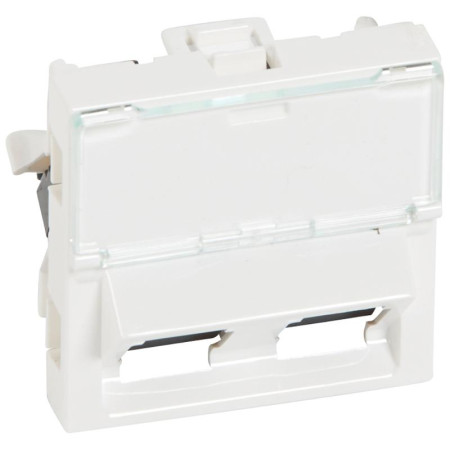 Розетка RJ 45 - Программа Mosaic - категория 5е - UTP 45° - 2 розетки RJ 45 - 2 модуля - белый - LCS²