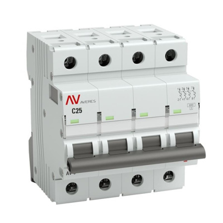 Выключатель автоматический четырехполюсный AV-6 DC 25А C 6кА AVERES