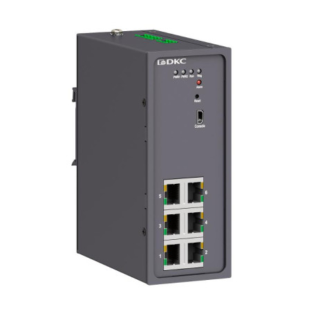Промышленный управляемый коммутатор, 6×10/100Base-T(X) портов RJ45, консольный порт Mini USB, 24-48В DC (18-72В DC), с резервиро