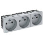 Розетка тройная 0° франц. стандарт, 250 В, 16A (серебристый) (STD-F0 AL3)