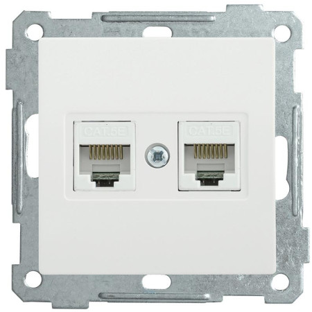 BOLERO белый Розетка компьютерная 2-местная RJ45 Cat5e РК10-2-Б