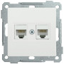 BOLERO белый Розетка компьютерная 2-местная RJ45 Cat5e РК10-2-Б