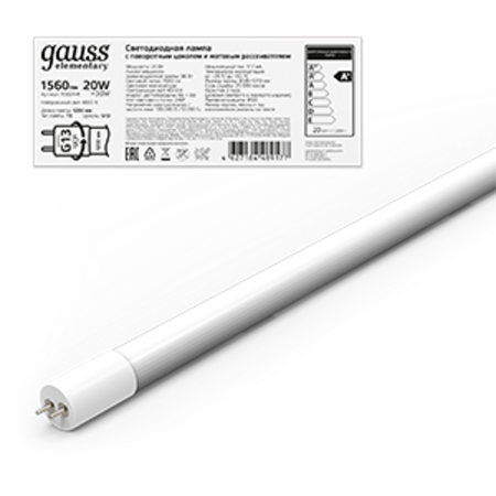 Лампа светодиодная Elementary T8 20W 1560lm 4000K G13 1200mm стекло поворотная LED 1/30