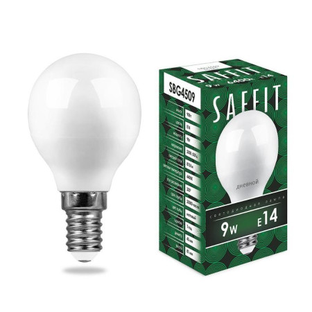 Лампа светодиодная SBG4509 9W 6400K 230V E14 G45