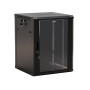 Шкаф наст.TWB-0445-GP-RAL9004 19-дюй. (19"), 4U, 278x600х450мм, стекл. дверь с перф.по бокам, ручка с замком,черн. (разоб.)