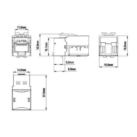 Hyperline KJ9-8P8C-C5e-90-WH Вставка Keystone Jack RJ-45(8P8C), категория 5e, белая