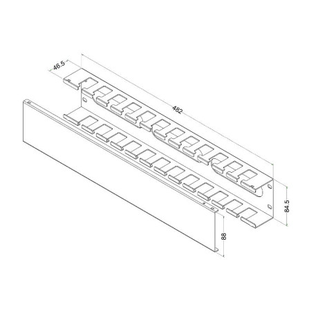 CM-2U-MLF-COV Кабельный организатор металлический с крышкой, 19", 2U