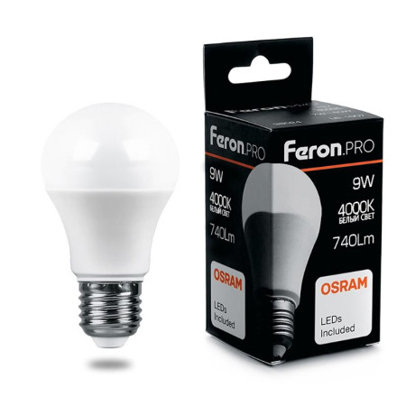 Лампа светодиодная .PRO LB-1009 Шар E27 9W 4000K OSRAM LED