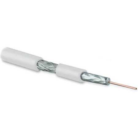 COAX-SAT703N-WH-100 Кабель коаксиальный SAT703N, 75 Ом, жила - 17 AWG (1.13 mm, медь,solid)+оплетка (луженая медь, 45%), белый