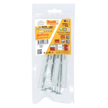 Дюбель фасадн. c шурупом потайн. гол с шлицем TORX 10x120 (4 шт) - пакет