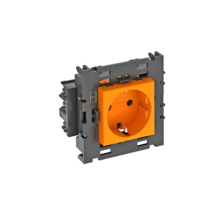Розетка одинарная 0° Modul45connect с з/к, 250 В, 16A (оранжевый) (STD-D0C8 ROR1)