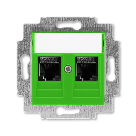 ABB Levit Зелёный Розетка комп. 2-ая 2хRJ45 категория 6