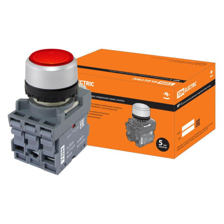 Кнопка MP1-21R(LED) в сборе d22мм/24В 1з+1р красная