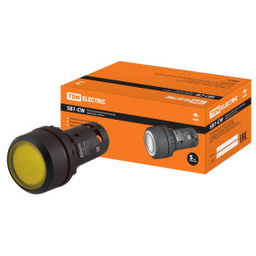 Кнопка SB7-CW3565-24V(LED) d22мм 1з+1р желтая