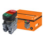 Кнопка двойная MPD2-11R (зеленая/красная) (LED) в сборе d22мм/24В (I/O)  линза красная