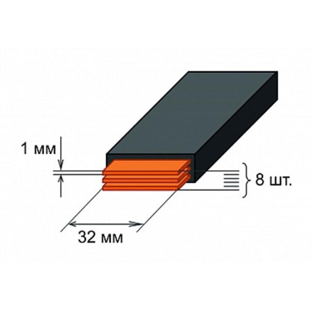 Шина медная гибкая изолированная ШМГ 8х(32x1мм) 2м.