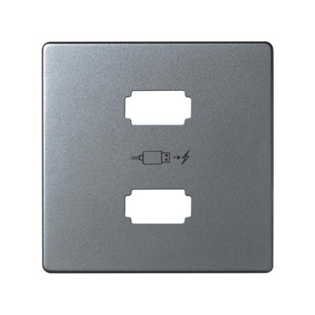 Simon 82 Накладка для зарядного устройства 2*USB, S82 Detail, алюминий