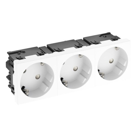 Розетка тройная 33° Modul45connect, с з/к, 250 В, 16A (белый) (STD-D3C RW3)