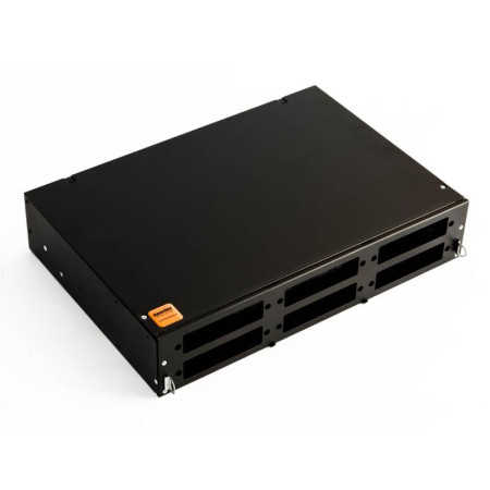 Бокс оптич.FO-19V-2U-6xSLT-W130H30-48UN-BK ун.19"выд.,с пол.,от8до48п.(SC,duplexLC,ST,FC),со сп.пл.,б.пиг.и пр.ад.,2U,чер.