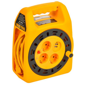 INDUSTRIAL Катушка УК15 2P+PE 3×1,5мм2 USBх2 LED 15м