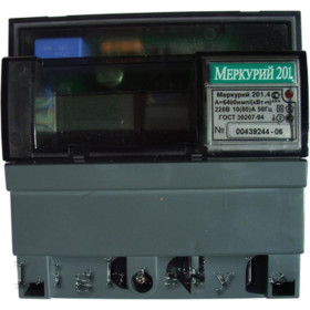 Счетчик Меркурий 201.4 10-80А/220В (1 тар.) ЖКИ (DIN)
