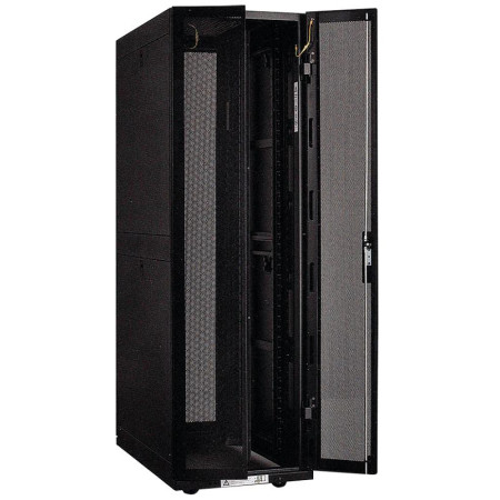 Шкаф серверный 19" 42U, 800х1000 мм пер. двухстворчатая перф. дверь, задн. перф. черный  (ч. 1 из 3)