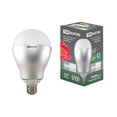 Лампа светодиодная LED 24Вт Е27 220В 3000К груша